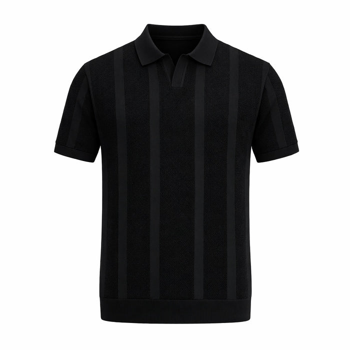 Men Black Polo Collar T-shirt