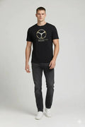 Men Black Printed Round Neck T-shirt