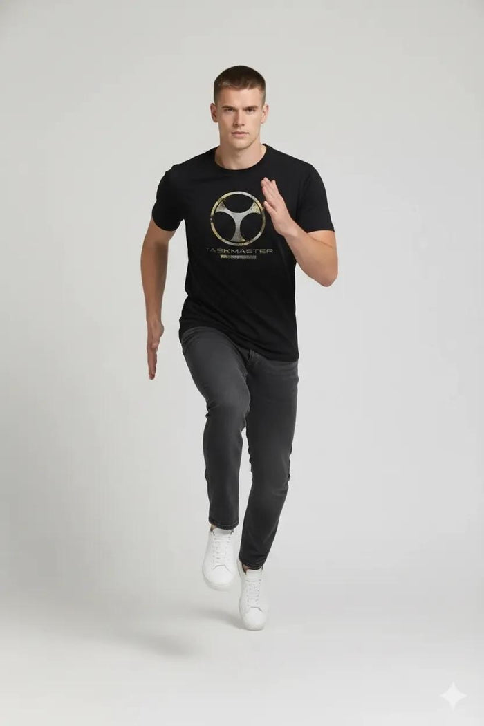 Men Black Printed Round Neck T-shirt