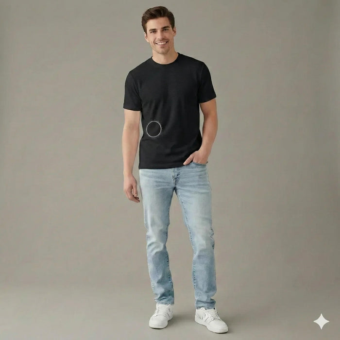 Men Black Printed Round Neck T-shirt