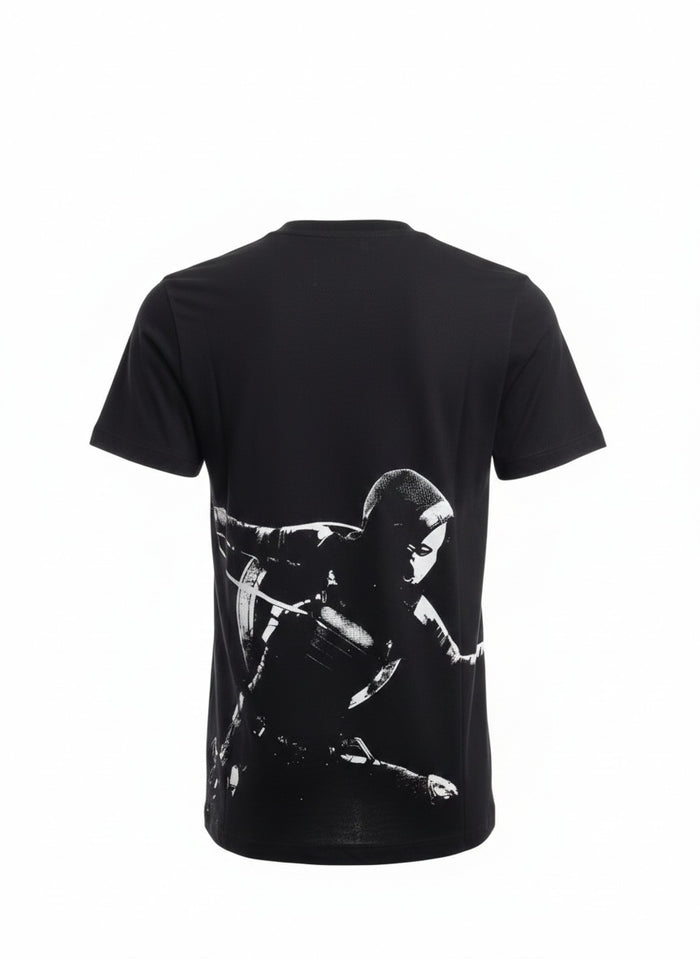 Men Black Printed Round Neck T-shirt