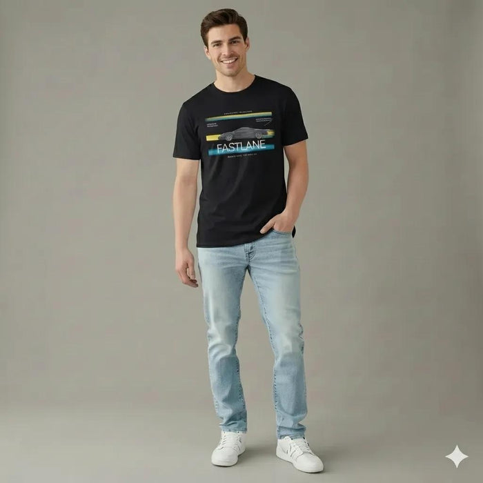 Men Black Round Neck  Printed T-shirt