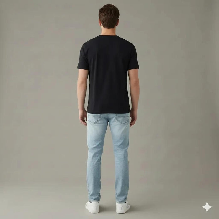 Men Black Round Neck  Printed T-shirt