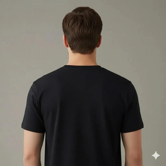 Men Black Round Neck  Printed T-shirt