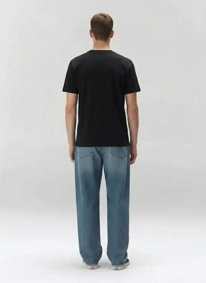 Men Black Round Printed T-shirt