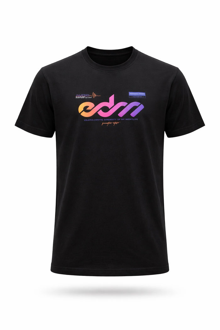 Men Black Round Printed T-shirt