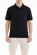Men Black Sold Polo Collar T-shirt