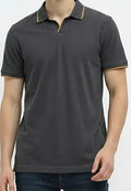 Men Black Sold Polo Collar T-shirt