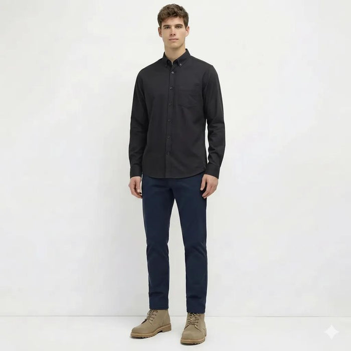 Men Black Solid Casual Shirt