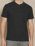 Men Black Solid High Neck T-shirt