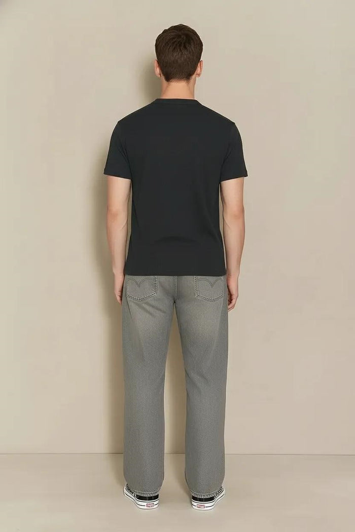 Men Black Solid High Neck T-shirt