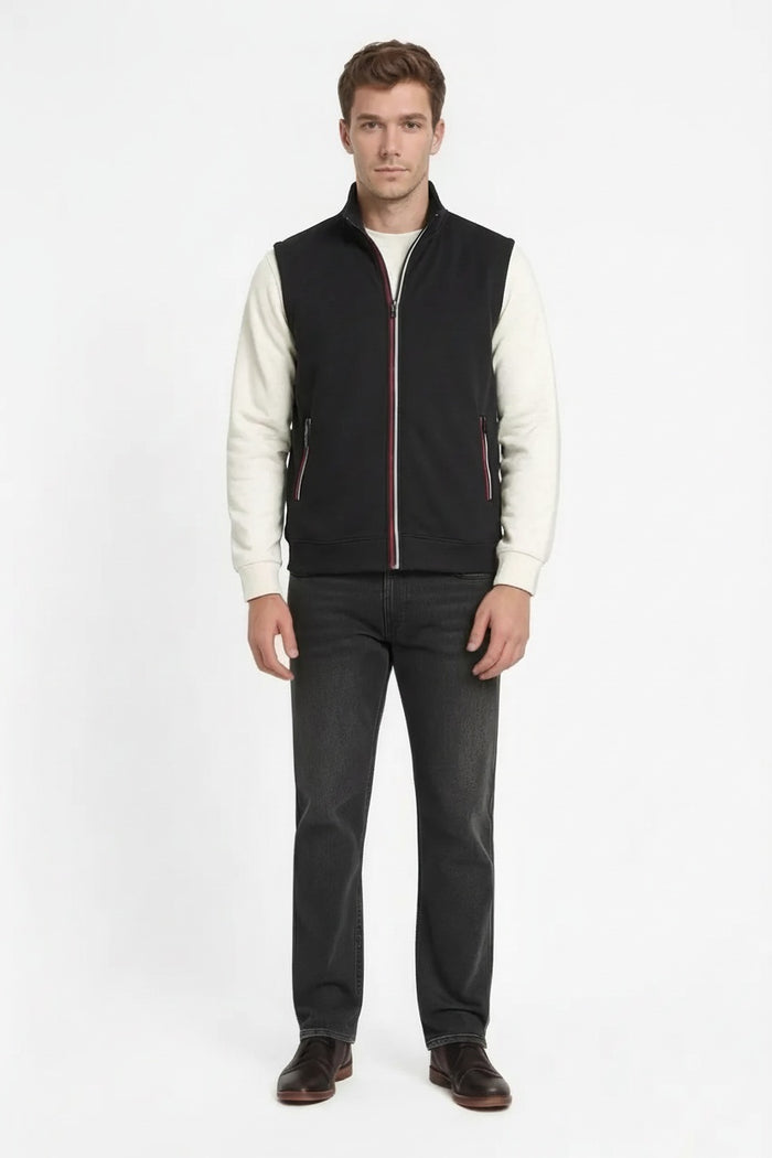 Men Black Solid Mandarin Neck Sweatshirt