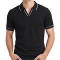 Men Black Solid Polo Collar T-shirt