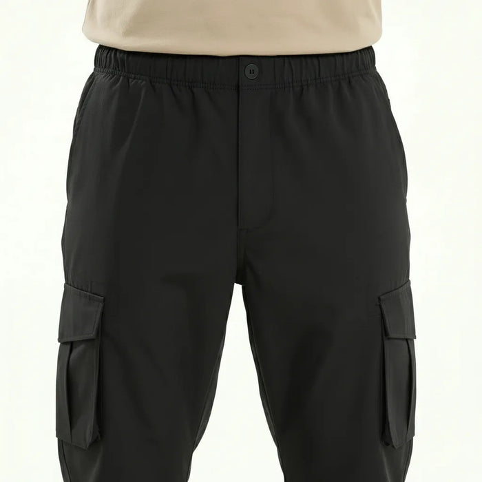 Men Black Solid Regular Fit Track Pants