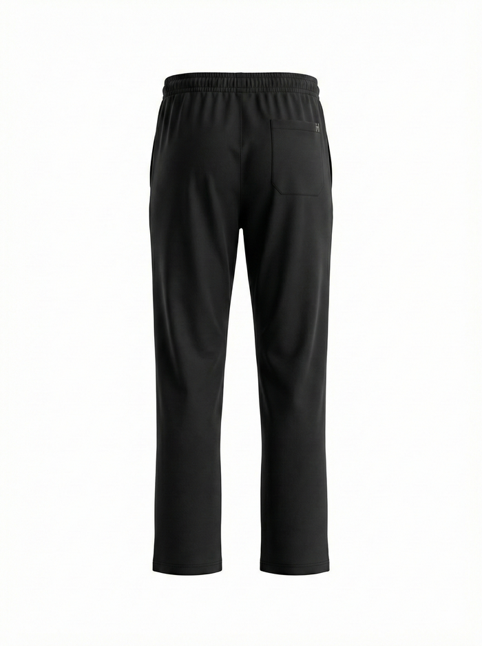 Men Black Solid Regular Fit Track Pants