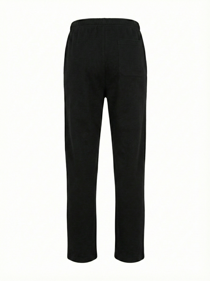 Men Black Solid Regular Fit Track Pants