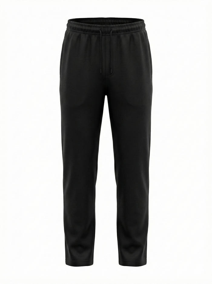 Men Black Solid Regular Fit Track Pants