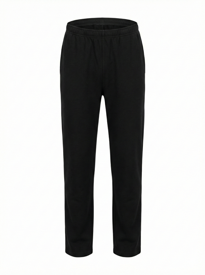 Men Black Solid Regular Fit Track Pants