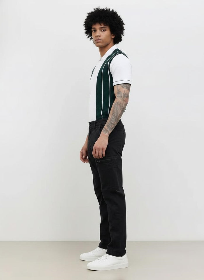 Men Black Solid Trousers
