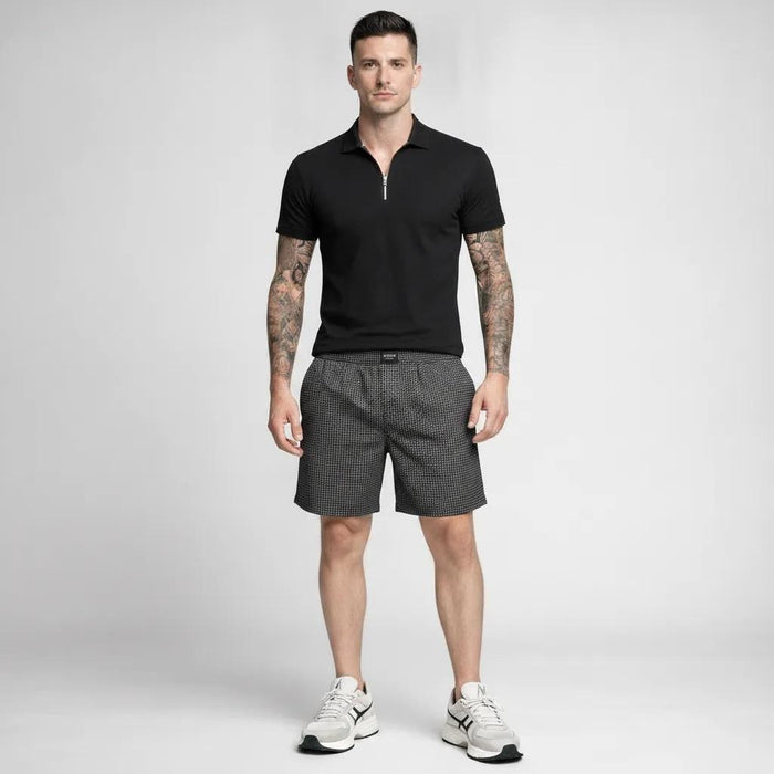 Men Black Striped Technology Shorts