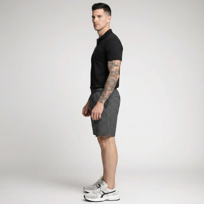 Men Black Striped Technology Shorts