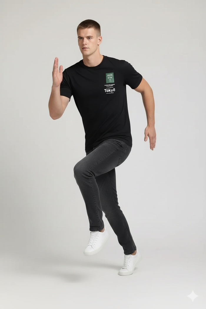 Men Black Typography Printed T-shirt