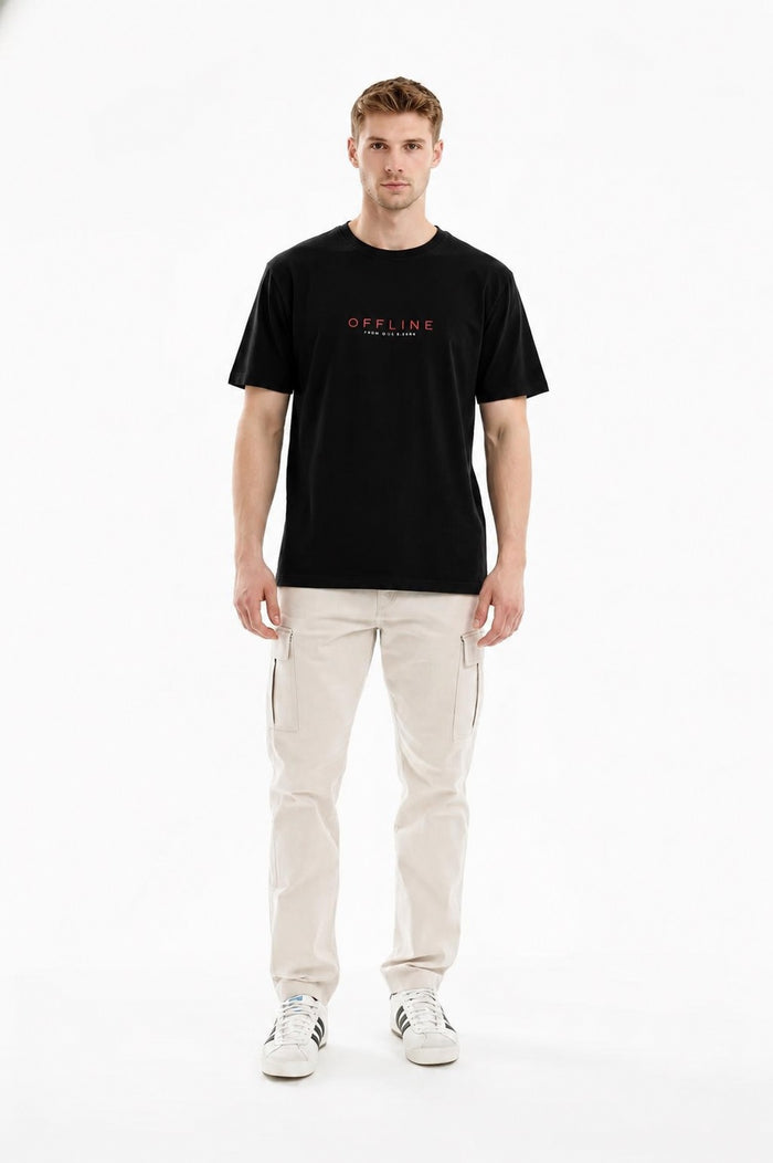 Men Black Typography Printed T-shirt