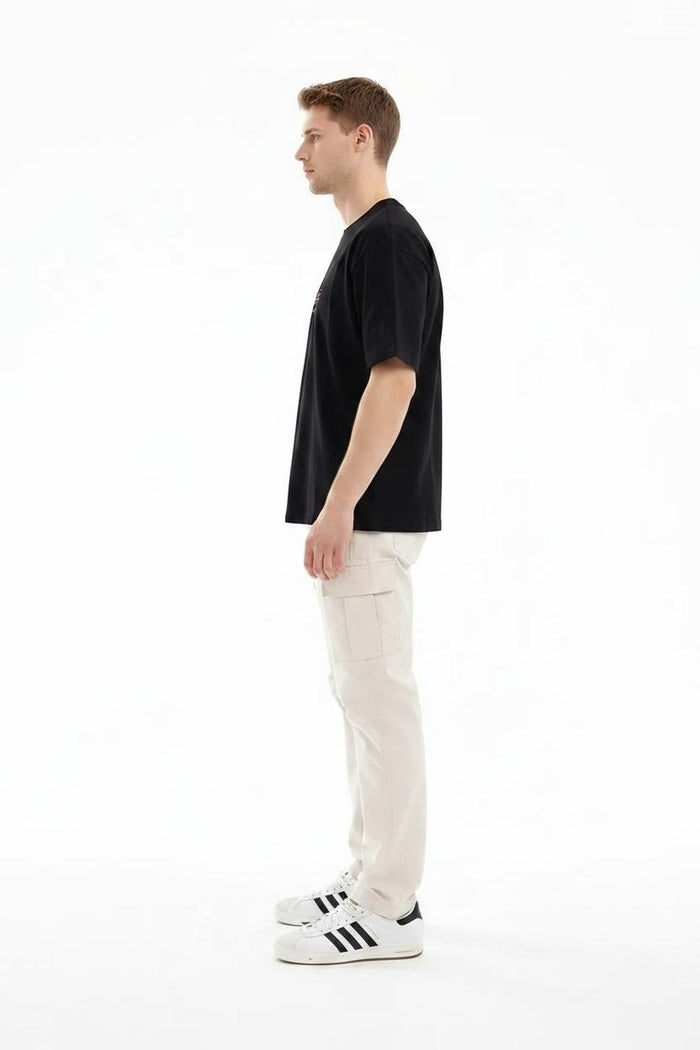 Men Black Typography Printed T-shirt
