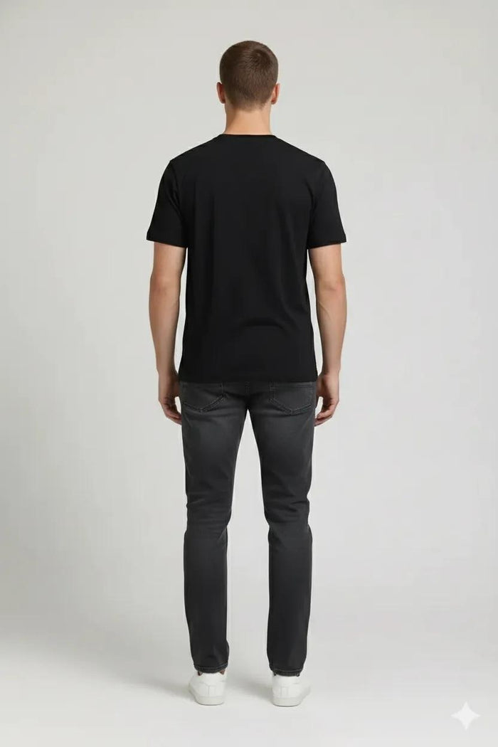 Men Black Typography Printed T-shirt
