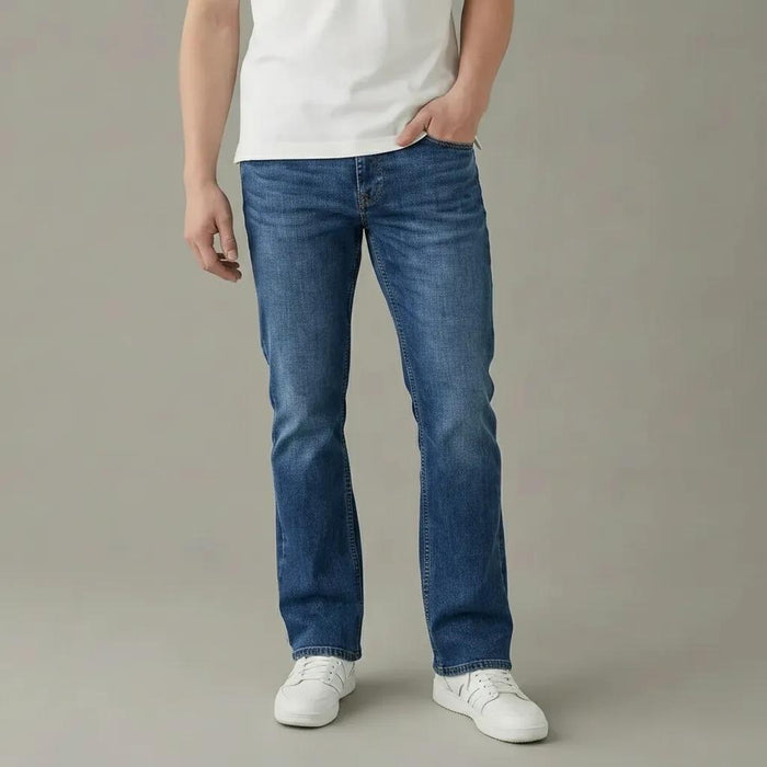 Men Bootcut Mid-Rise Light Fade Stretchable Jeans