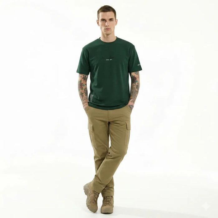 Men Bottle Green Typography T-shirt