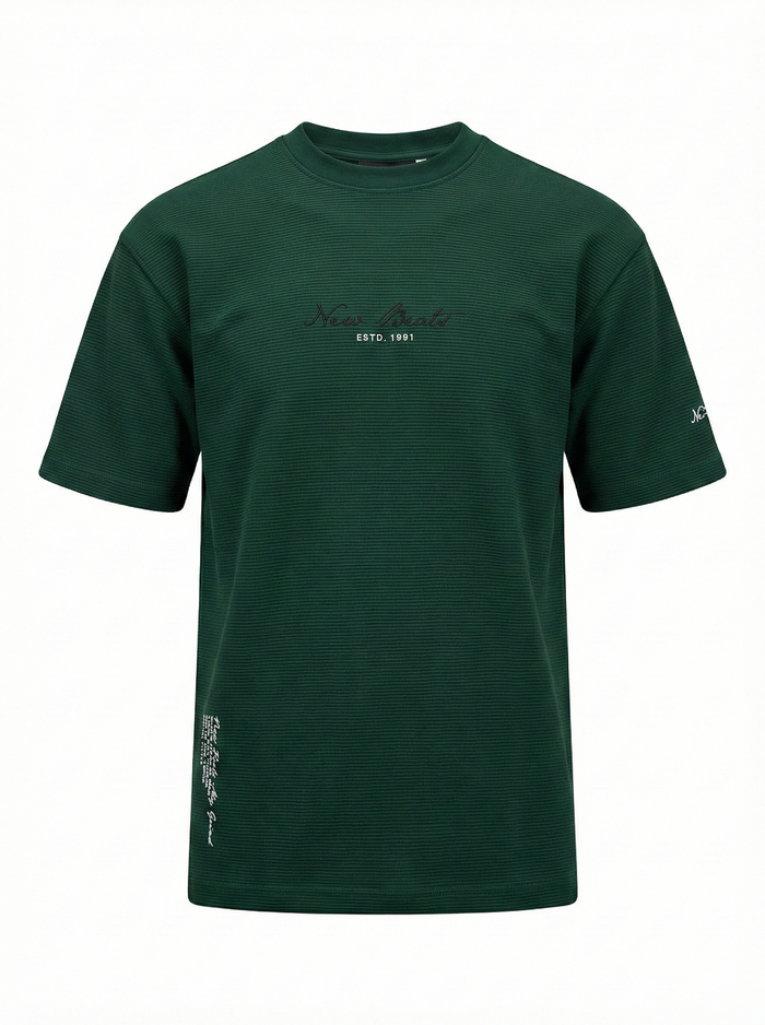 Men Bottle Green Typography T-shirt