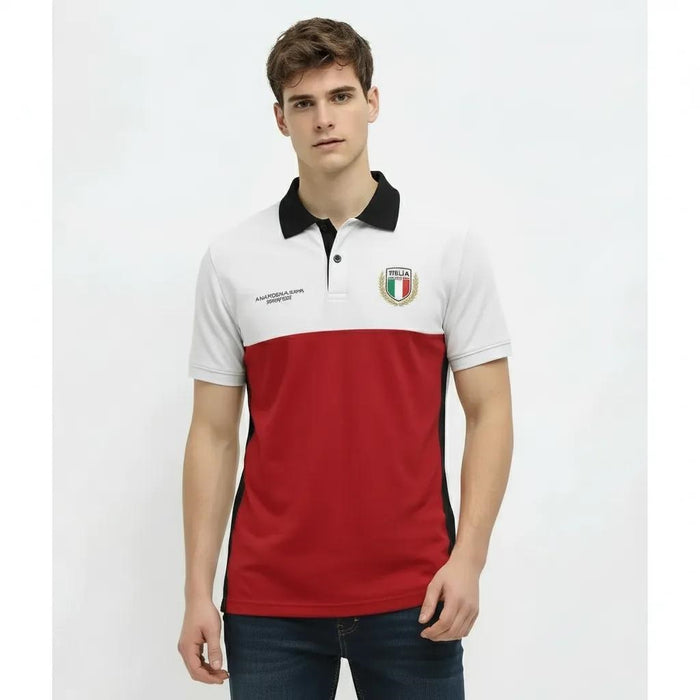 Men Brick Brand Logo Colourblocked Polo Collar T-shirt