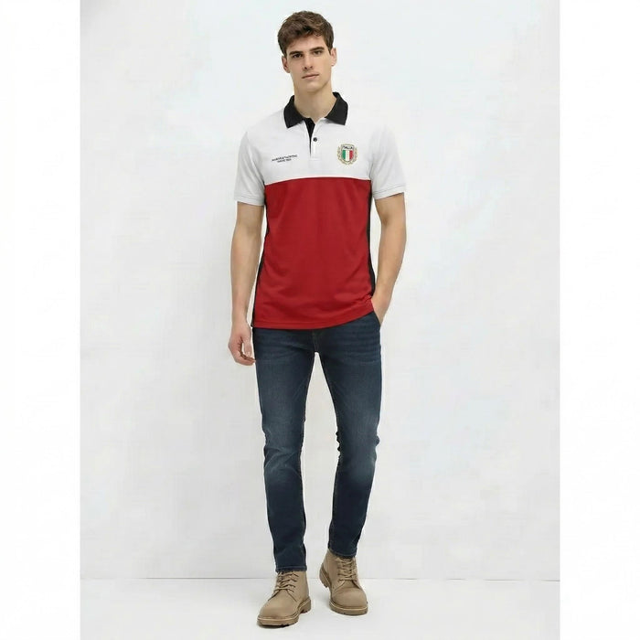 Men Brick Brand Logo Colourblocked Polo Collar T-shirt