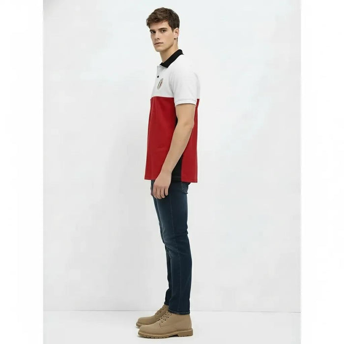 Men Brick Brand Logo Colourblocked Polo Collar T-shirt