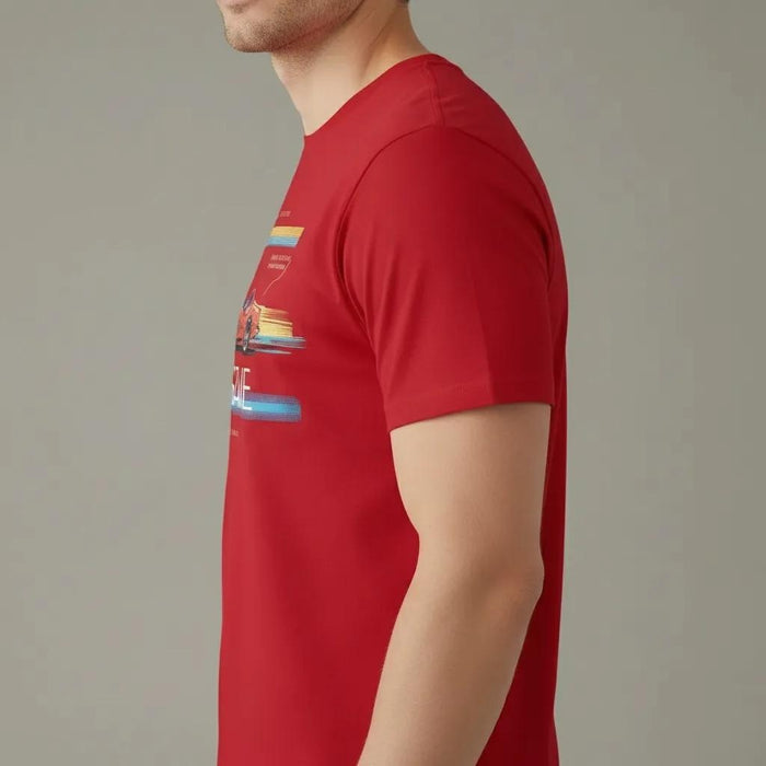 Men Brick Round Neck  Printed T-shirt