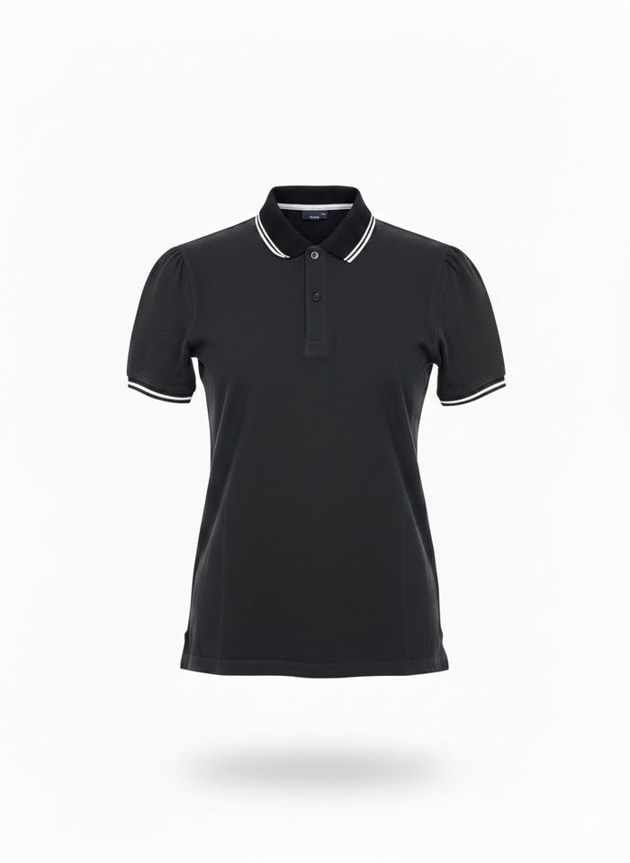 Men Charcoal Solid Polo Neck T-Shirt