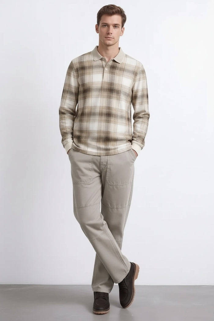 Men Checked Polo Collar T-shirt
