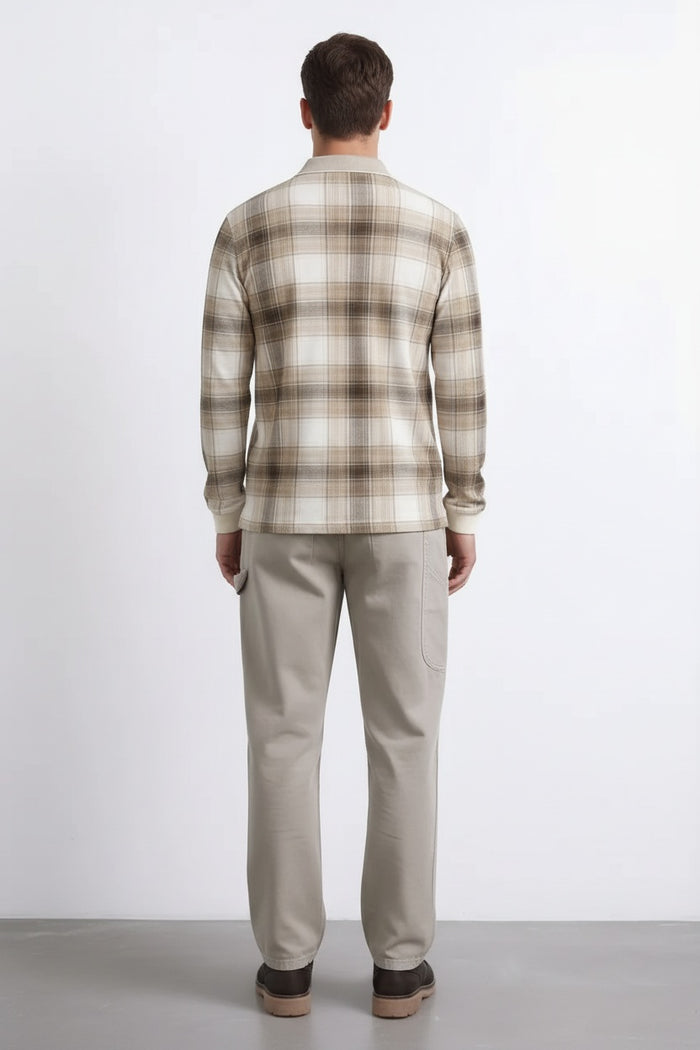Men Checked Polo Collar T-shirt