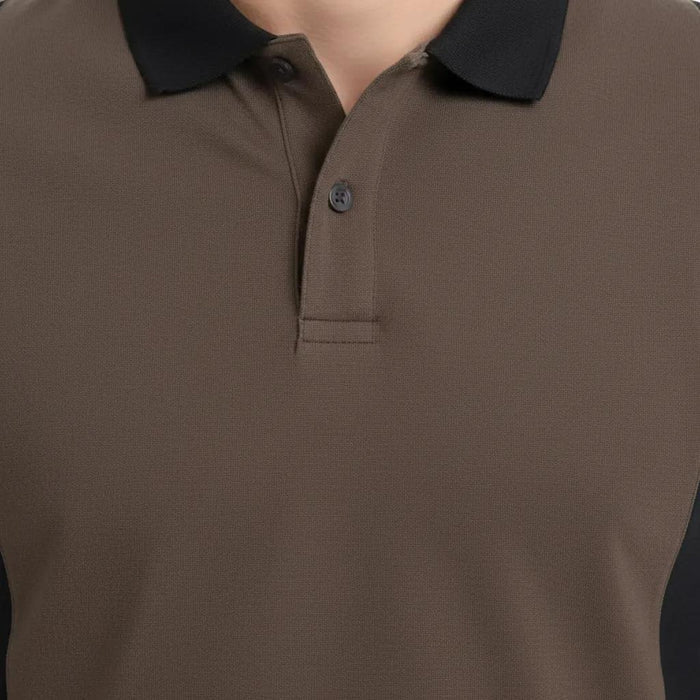 Men Coffee Colourblocked Polo Collar T-shirt