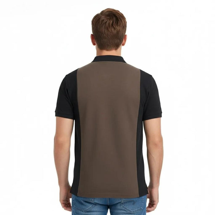 Men Coffee Colourblocked Polo Collar T-shirt