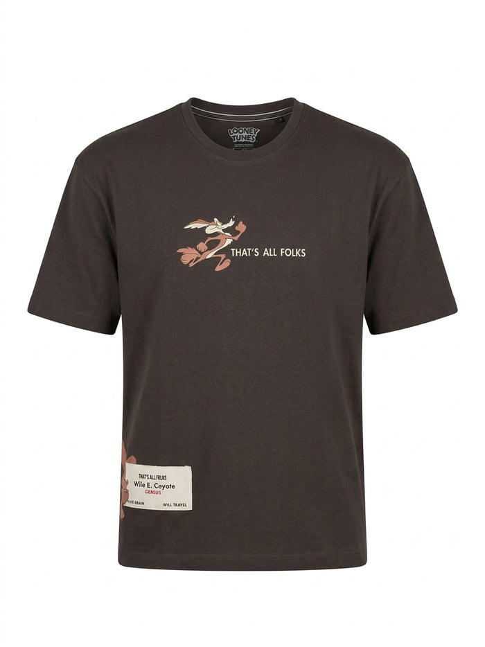 Men Coffee Looney Tunes Printed T-shirt