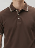 Men Coffee Polo Collar Solid T-shirt