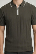 Men Coffee Polo Collar Solid T-shirt