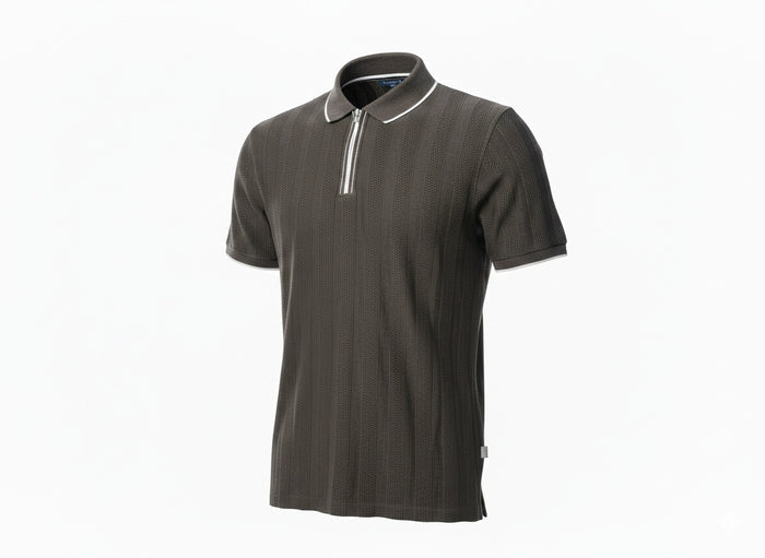 Men Coffee Polo Collar Solid T-shirt