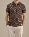 Men Coffee Printed Polo Collar T-shirt