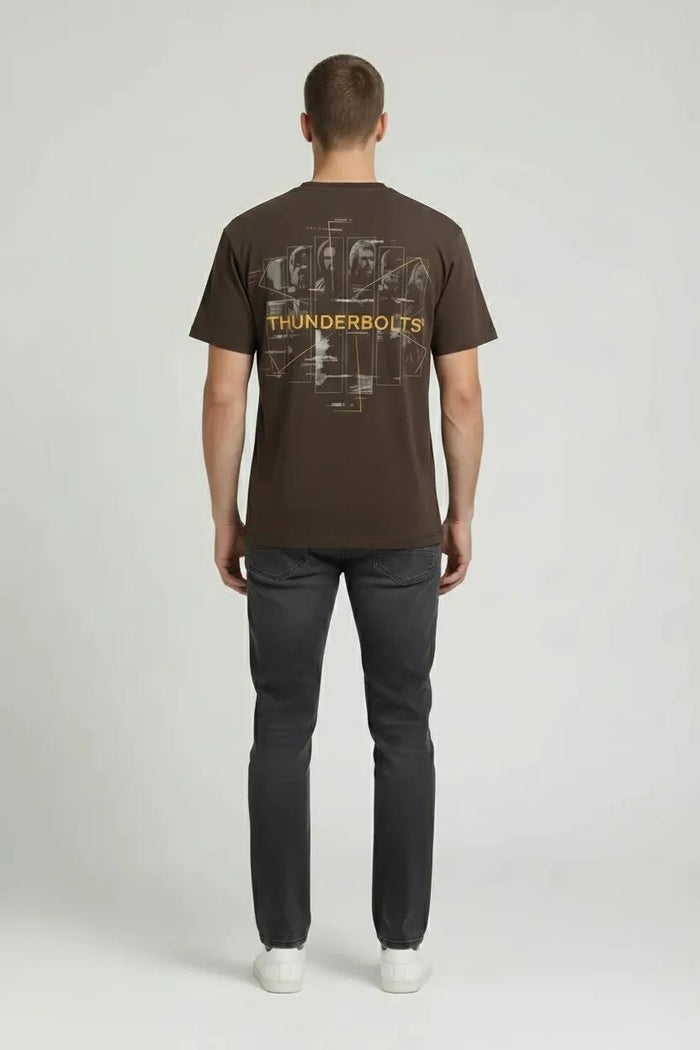 Men Coffee Printed Round Neck T-shirt