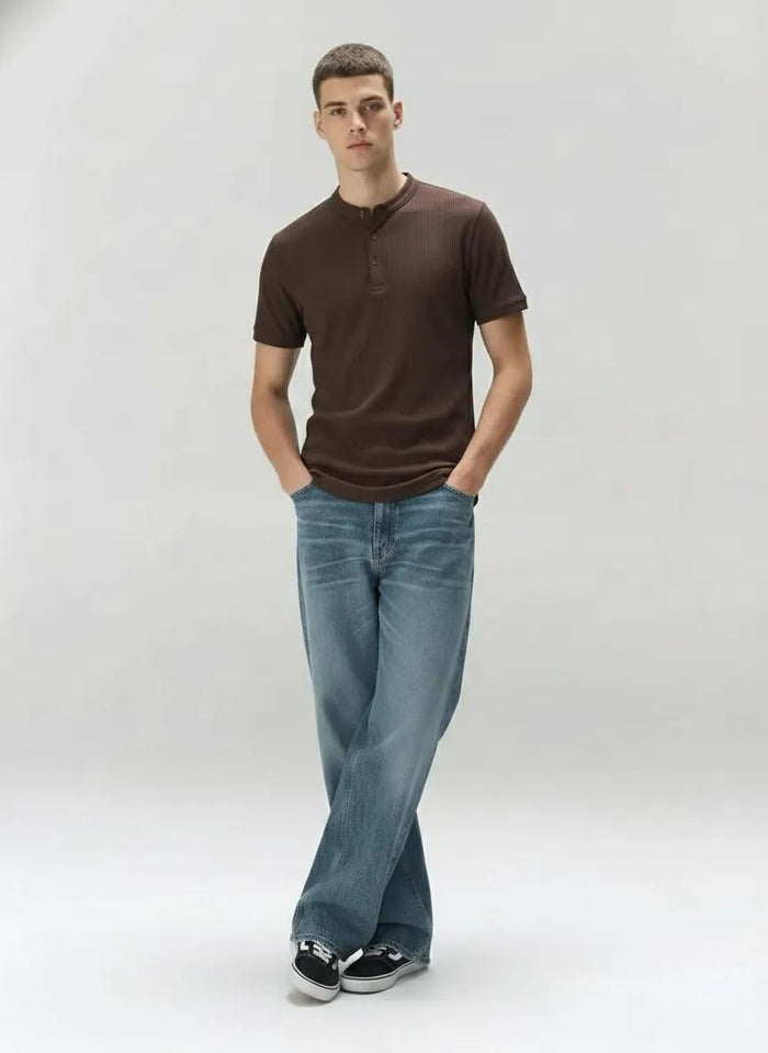 Men Coffee Solid High Neck T-shirt