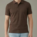 Men Coffee Striped Polo Collar T-shirt