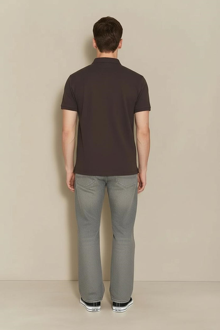 Men Coffee Typography Printed Polo Collar T-shirt